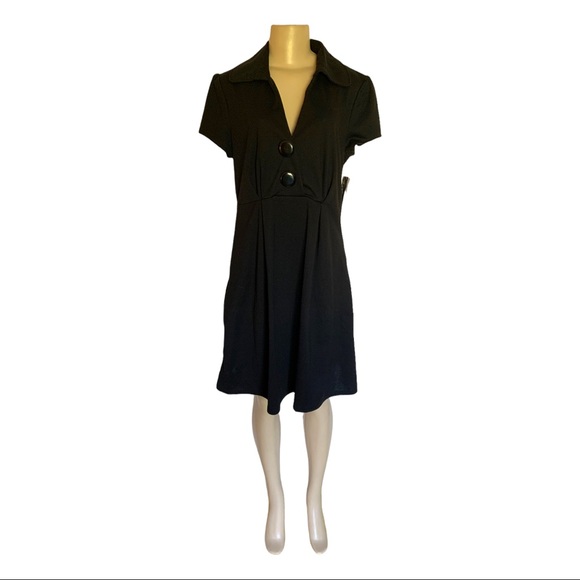 NWT Love Culture Fit & Flare Plunge V-Neck Button Detail Midi Career Dress SM - Picture 4 of 11